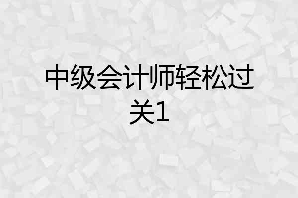 中级会计师轻松过关1
