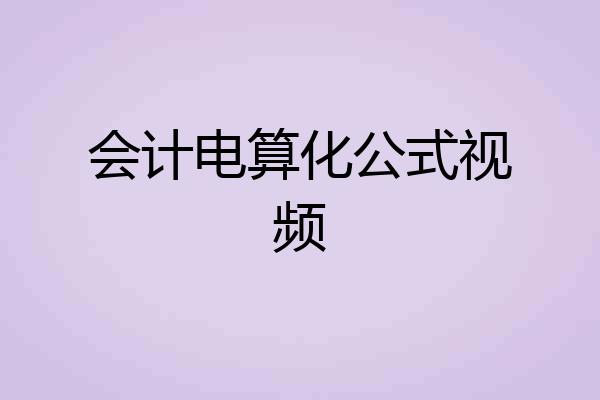 会计电算化公式视频