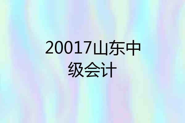 20017山东中级会计