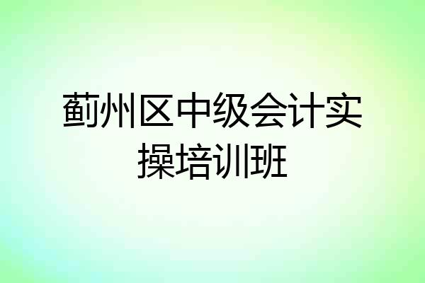 蓟州区中级会计实操培训班
