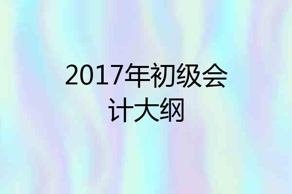 2017年初级会计大纲