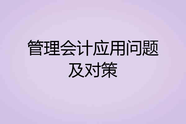 管理会计应用问题及对策