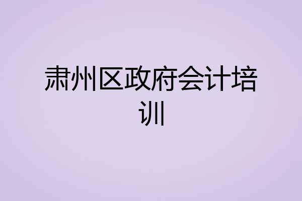 肃州区政府会计培训