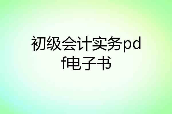 初级会计实务pdf电子书