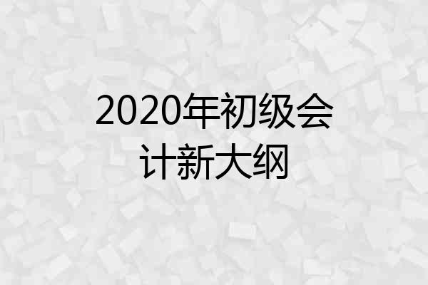 2020年初级会计新大纲