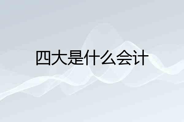 四大是什么会计