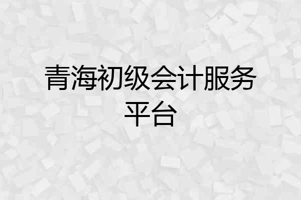 青海初级会计服务平台