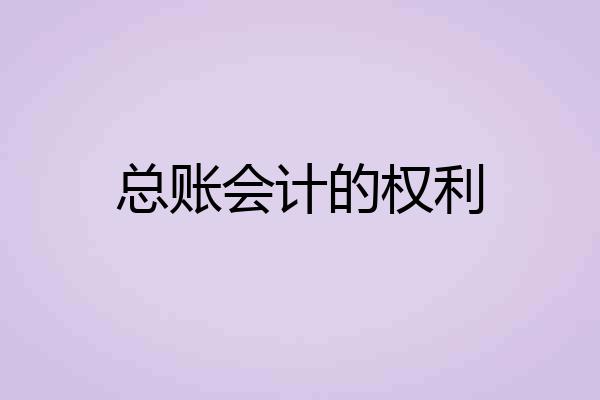 总账会计的权利