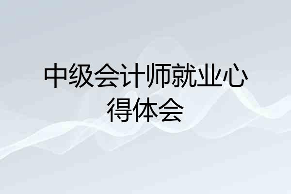 中级会计师就业心得体会