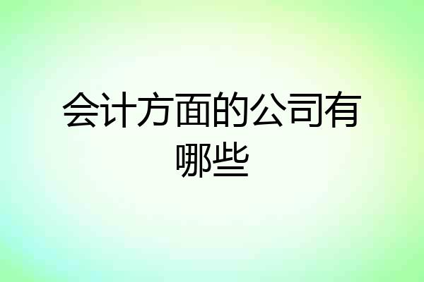 会计方面的公司有哪些