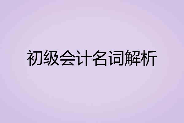 初级会计名词解析