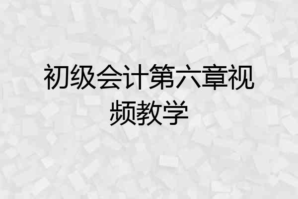 初级会计第六章视频教学