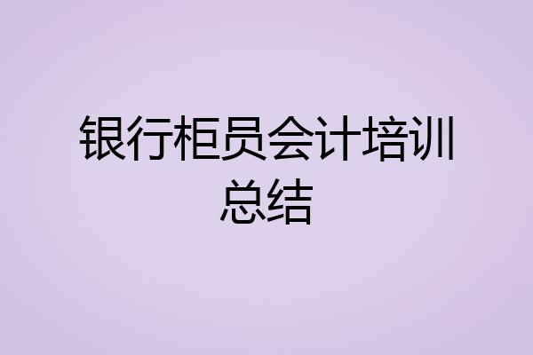 银行柜员会计培训总结