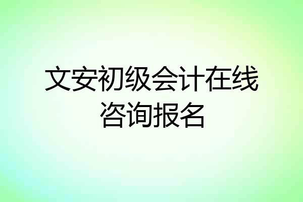 文安初级会计在线咨询报名