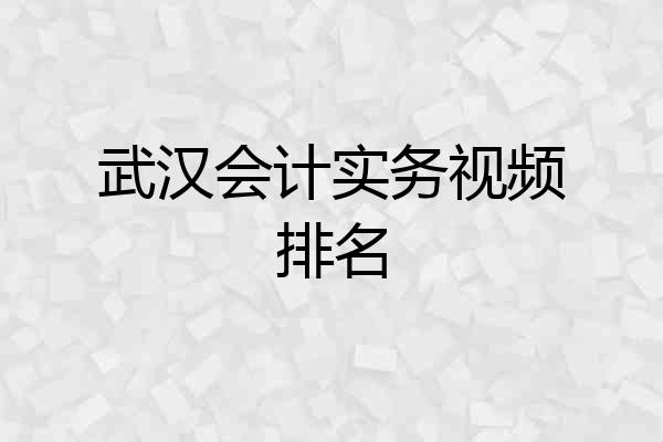 武汉会计实务视频排名