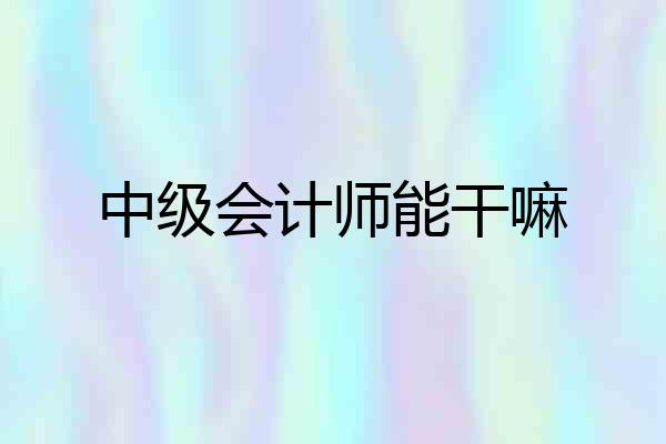 中级会计师能干嘛