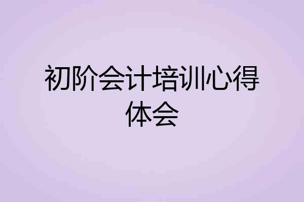 初阶会计培训心得体会