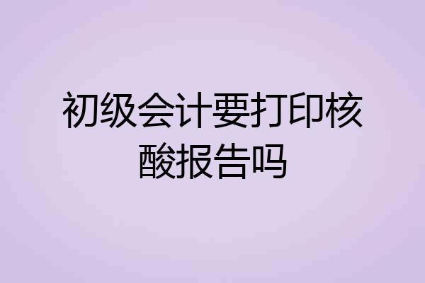 初级会计要打印核酸报告吗