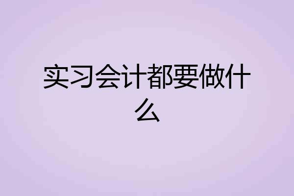 实习会计都要做什么