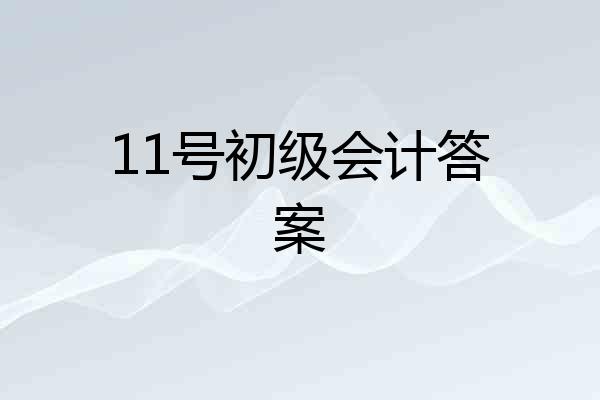 11号初级会计答案