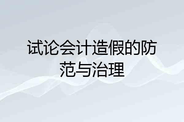 试论会计造假的防范与治理