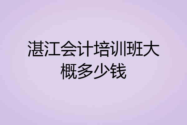 湛江会计培训班大概多少钱