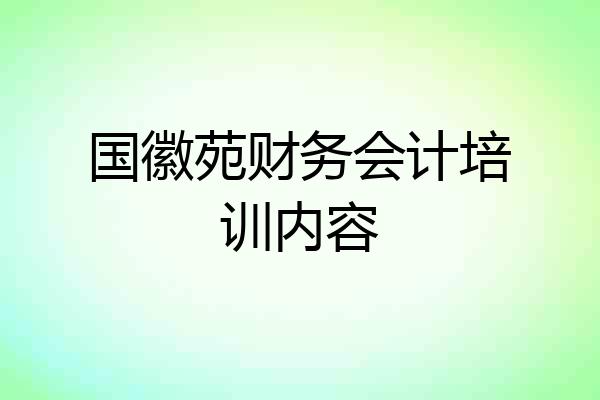 国徽苑财务会计培训内容