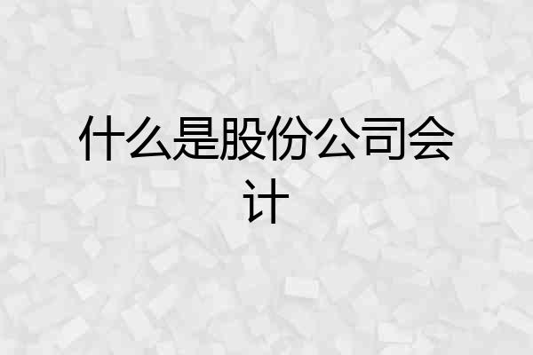 什么是股份公司会计