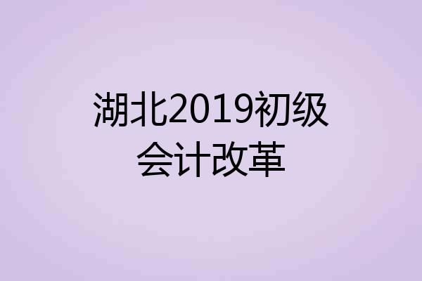 湖北2019初级会计改革