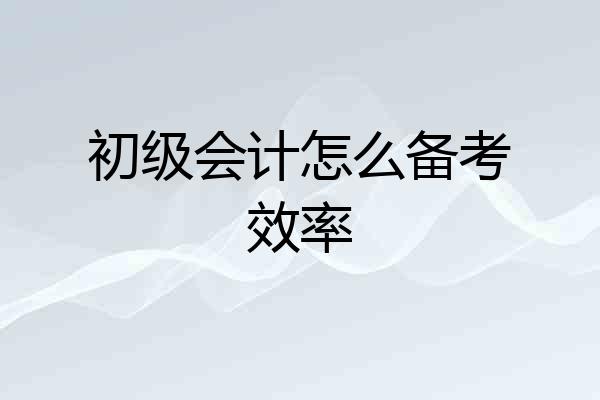 初级会计怎么备考效率