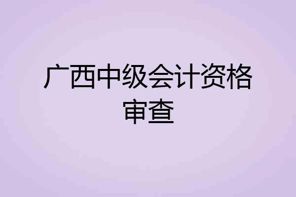 广西中级会计资格审查