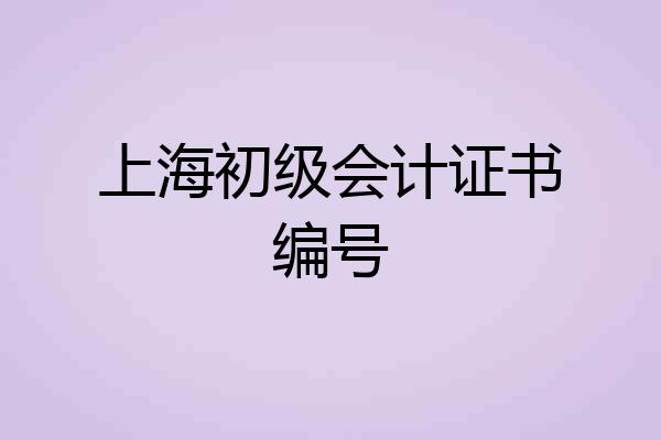 上海初级会计证书编号
