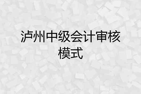 泸州中级会计审核模式