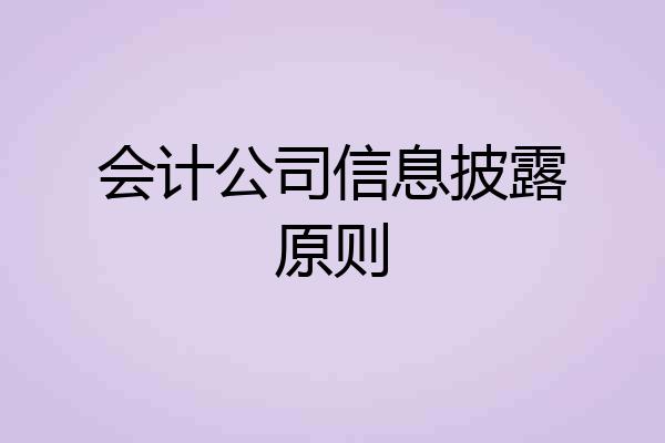 会计公司信息披露原则