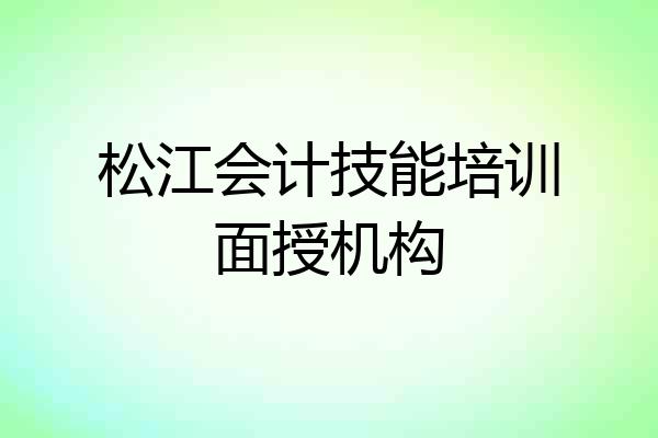 松江会计技能培训面授机构