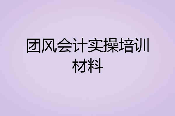 团风会计实操培训材料