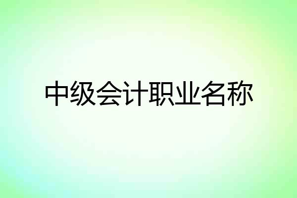中级会计职业名称