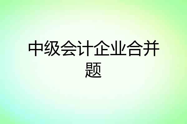 中级会计企业合并题