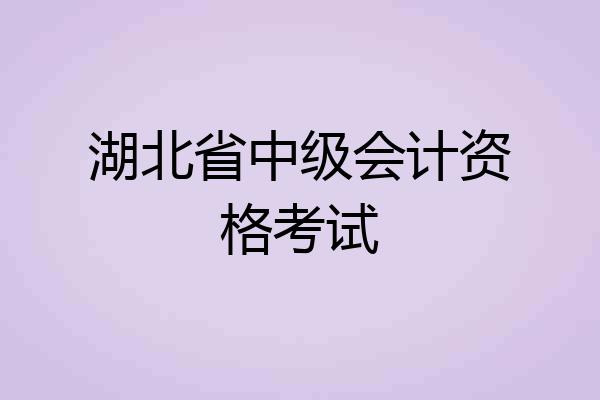 湖北省中级会计资格考试