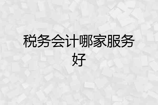 税务会计哪家服务好
