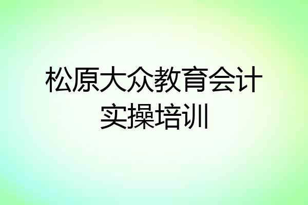 松原大众教育会计实操培训