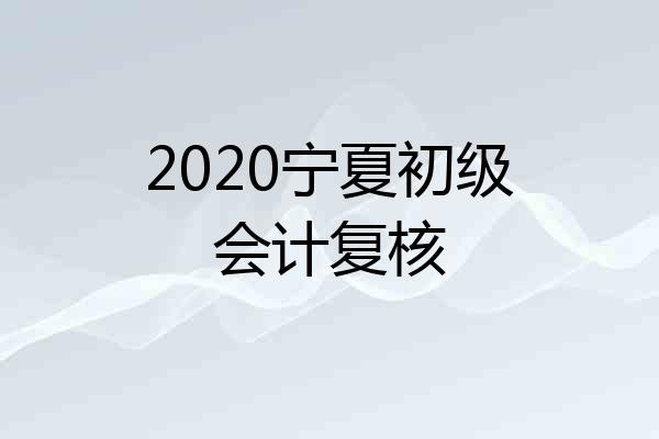 2020宁夏初级会计复核