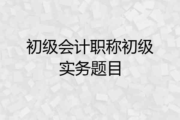 初级会计职称初级实务题目