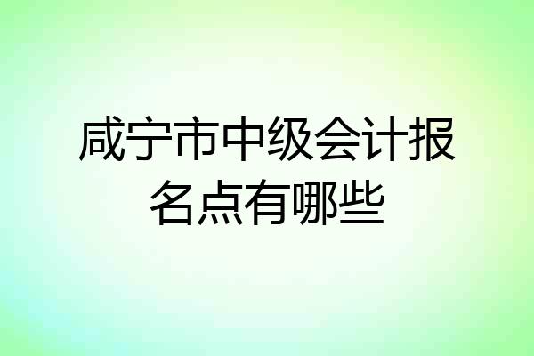 咸宁市中级会计报名点有哪些