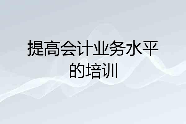 提高会计业务水平的培训