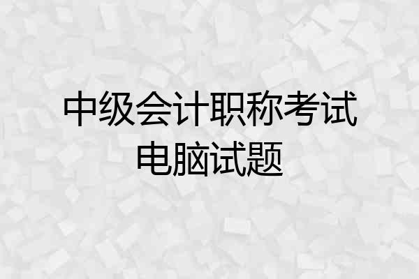 中级会计职称考试电脑试题