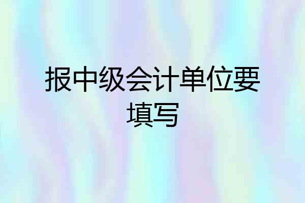 报中级会计单位要填写