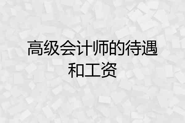 高级会计师的待遇和工资
