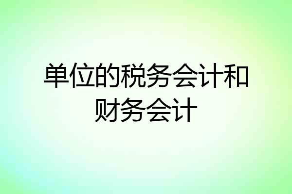 单位的税务会计和财务会计