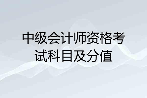 中级会计师资格考试科目及分值